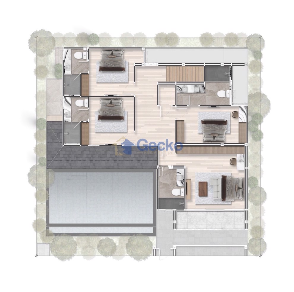 4 Bedrooms House in Zensiri Estate & Residences Jomtien  Jomtien H012056 (Photo 2)