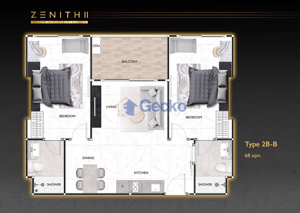 2 Bedrooms Condo in Zenith Pattaya ll South Pattaya C013027 (Photo 1)