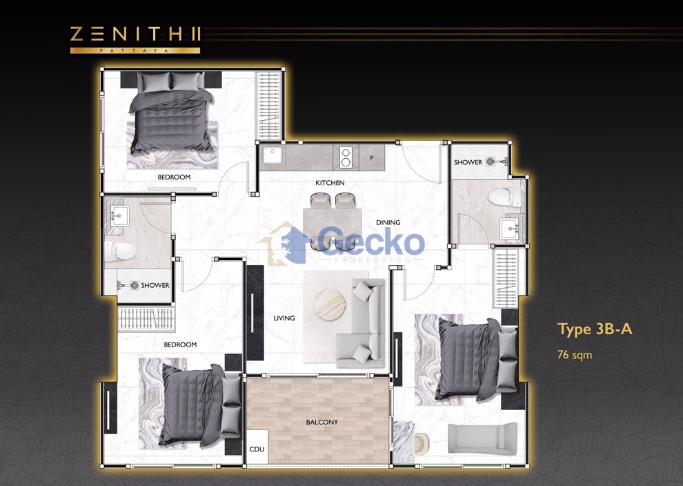 3 Bedrooms Condo in Zenith Pattaya II South Pattaya C013028 (Photo 1)